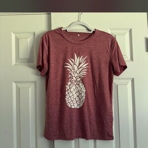 Red T-Shirt with Pineapple Print